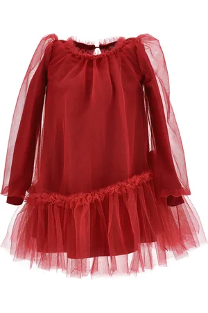 MONNALISA Tulle dress with blouse sleeves