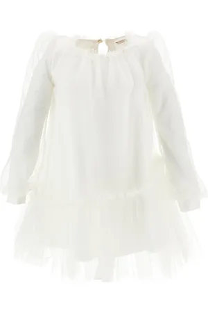 MONNALISA Tulle dress with blouse sleeves