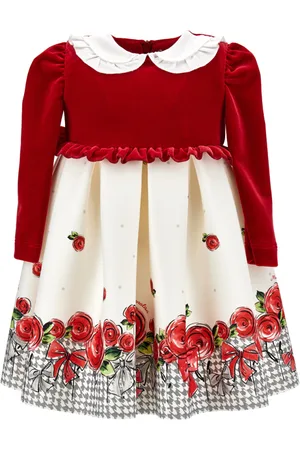 MONNALISA Houndstooth dress with roses
