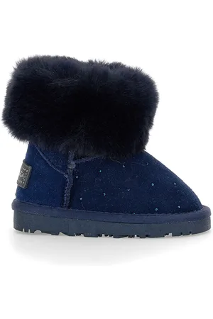 MONNALISA Crusted leather boots with rhinestones