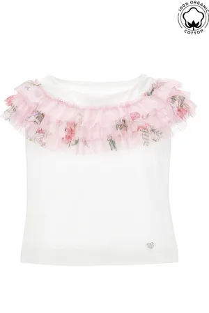 MONNALISA Organic cotton T-shirt with tulle