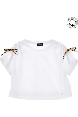 MONNALISA Cropped organic cotton T-shirt