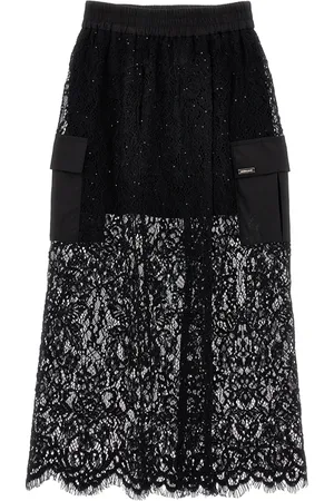 MONNALISA Long sequined lace skirt