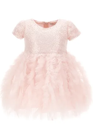 MONNALISA Silk hand tulle and sequin dress