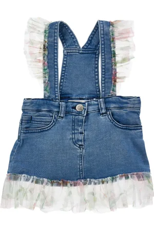 MONNALISA Denim dungarees with ruffles