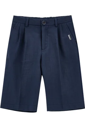 MONNALISA Single-colour pinstriped Bermuda shorts