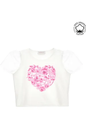 MONNALISA Organic cotton T-shirt with tulle sleeves
