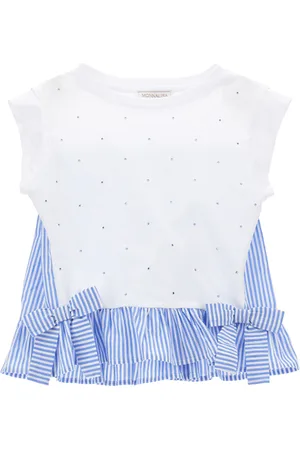 MONNALISA T-shirt with bows and rhinestones
