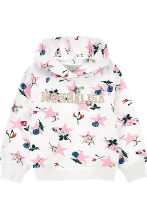 MONNALISA Stars and flowers cotton sweatshirt