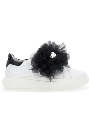 MONNALISA Nappa leather and tulle sneakers