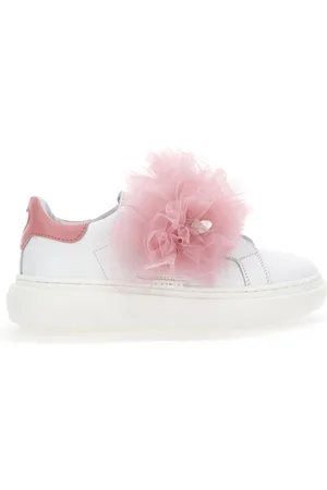 MONNALISA Nappa leather and tulle sneakers