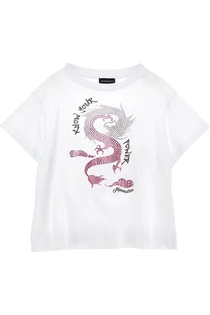 MONNALISA Jersey T-shirt with rhinestones