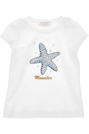 MONNALISA Rhinestone starfish T-shirt