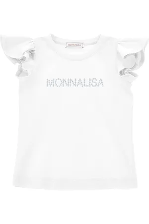 MONNALISA Studded logo jersey T-shirt