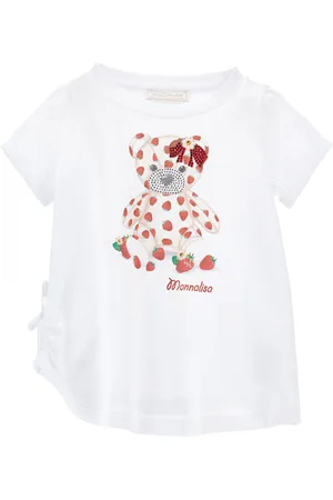 MONNALISA Maxi T-shirt with rhinestone teddy