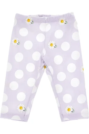 MONNALISA Daisy and polka dot jersey leggings