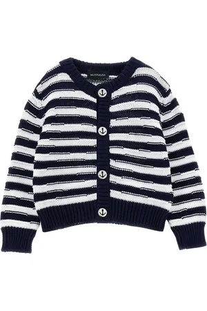 MONNALISA Cotton navy striped cardigan