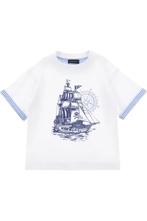 MONNALISA Jersey T-shirt with pirate print