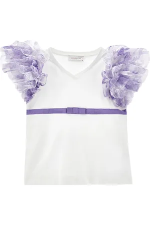 MONNALISA T-shirt with tulle sleeves