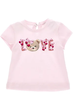 MONNALISA Love and teddy bear print jersey T-shirt