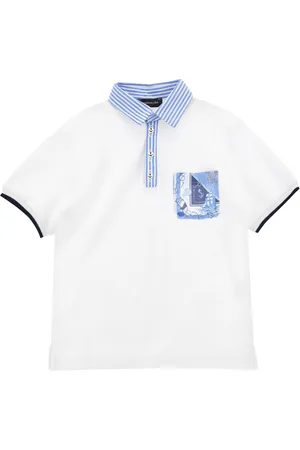 MONNALISA Piqu?? polo shirt with striped details