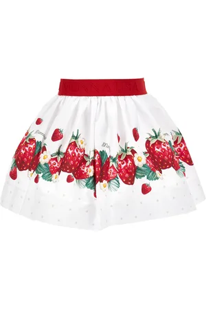 MONNALISA Strawberry print poplin skirt