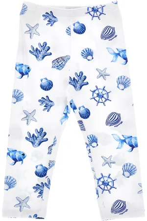 MONNALISA Marine print jersey leggings
