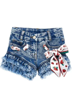 MONNALISA Denim shorts with scarf
