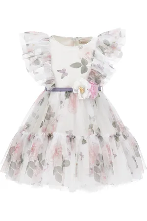 MONNALISA Rose print tulle dress