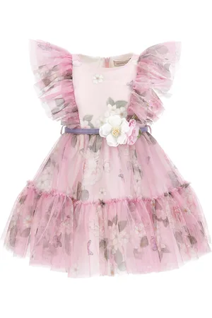 MONNALISA Rose print tulle dress