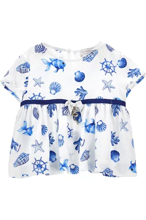 MONNALISA Marine print satin top