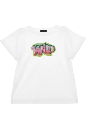 MONNALISA Jersey T-shirt with micro studs