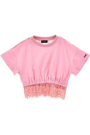 MONNALISA Cropped T-shirt with lace