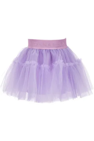 MONNALISA Flared silk hand tulle skirt