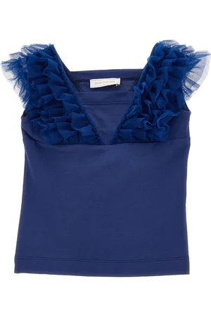 MONNALISA Jersey tank top with tulle details