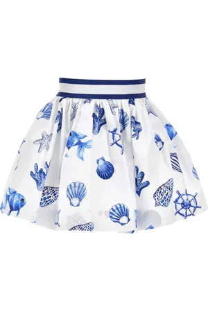 MONNALISA Marine print satin skirt