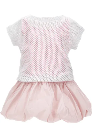 MONNALISA Puffball dress with mesh top