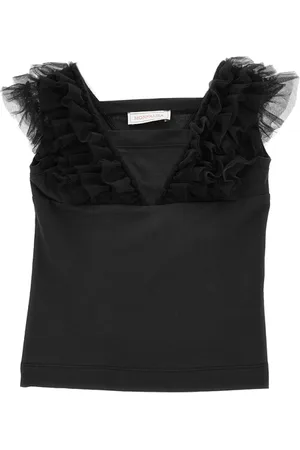 MONNALISA Jersey tank top with tulle details