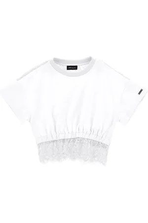 MONNALISA Cropped T-shirt with lace