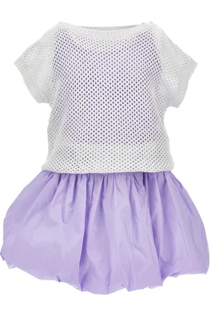MONNALISA Puffball dress with mesh top