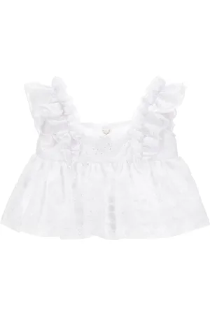 MONNALISA Muslin top with broderie anglaise embroidery