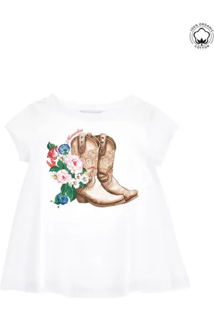 MONNALISA Cowboy boot print maxi T-shirt
