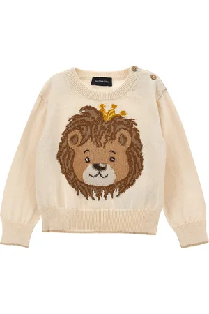 MONNALISA Lion inlay cotton pullover