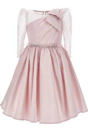 MONNALISA Taffeta dress with lace sleeves