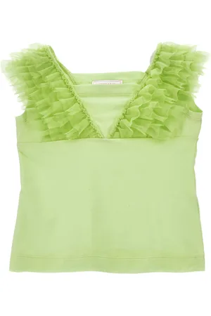 MONNALISA Jersey tank top with tulle details
