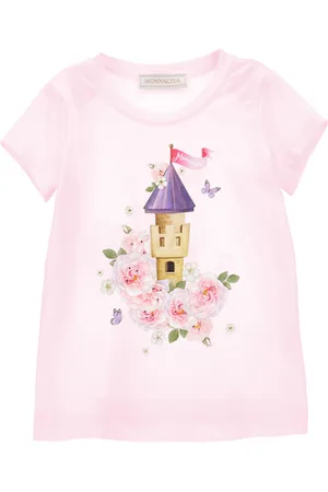MONNALISA Castle T-shirt with rhinestones