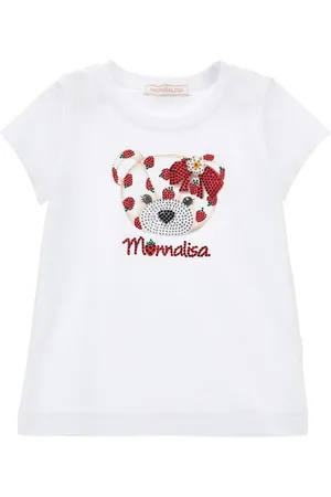 MONNALISA Rhinestone teddy bear T-shirt