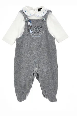 MONNALISA Cotton chenille dungarees set