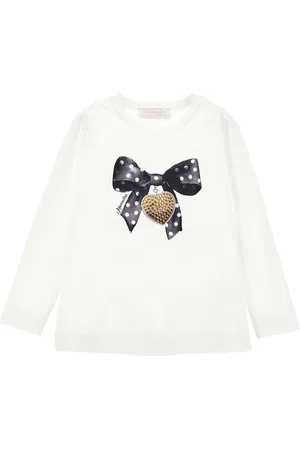 MONNALISA Cotton T-shirt with bow print