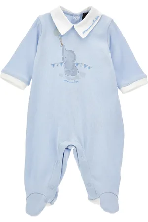 MONNALISA Cotton playsuit with embroidered collar